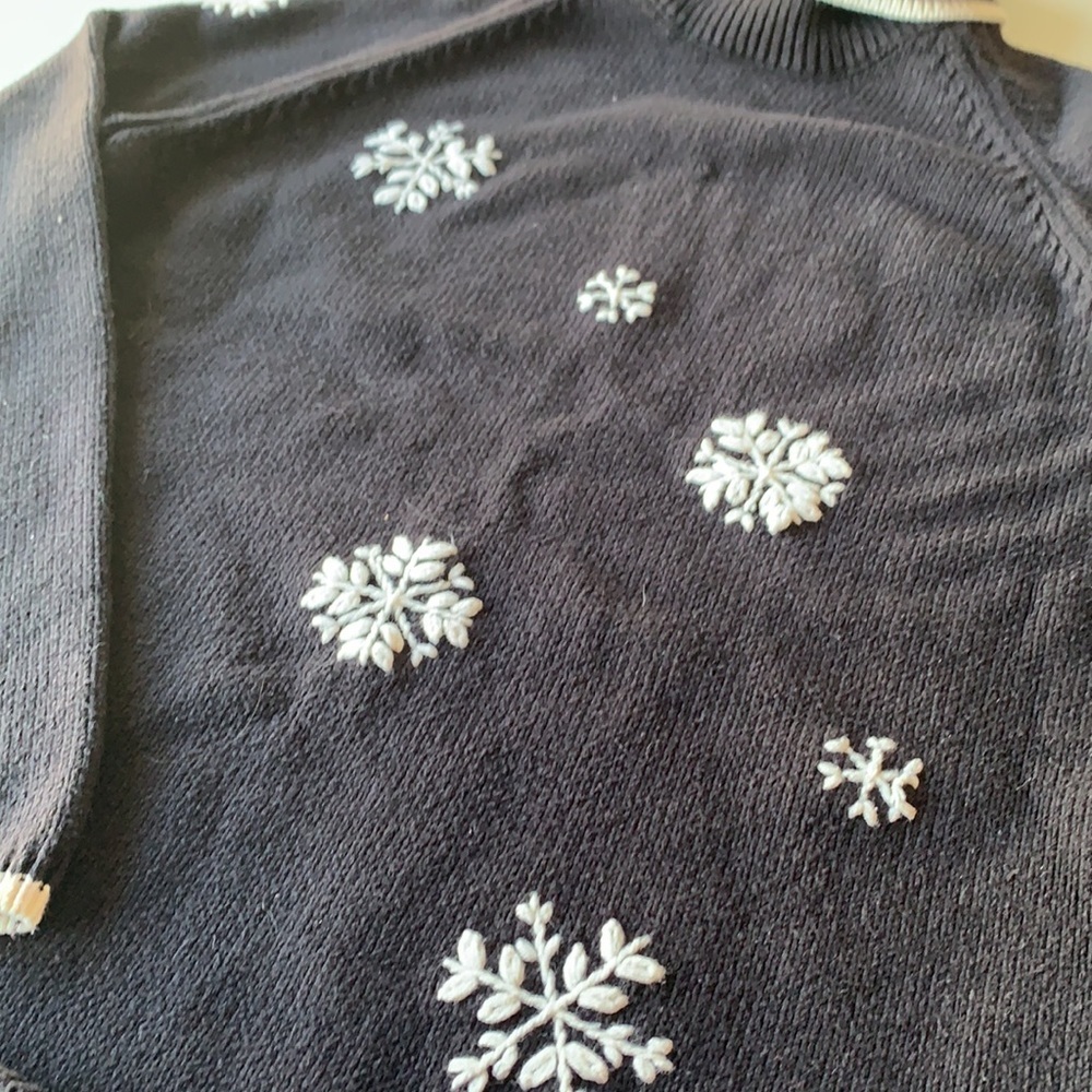 Sonoma Christmas winter sweater black with white snowflakes turtleneck S - Picture 2 of 10